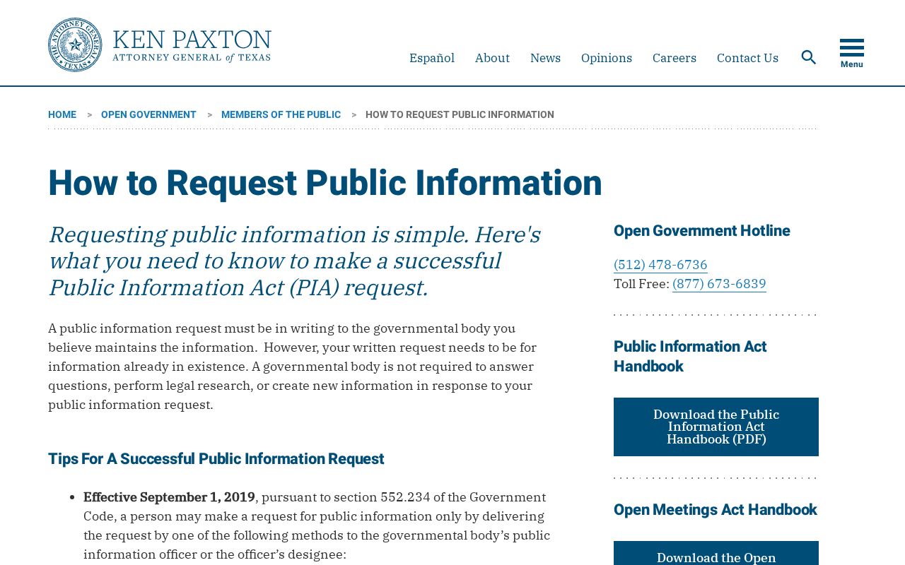 Texas Attorney General public information request guidance