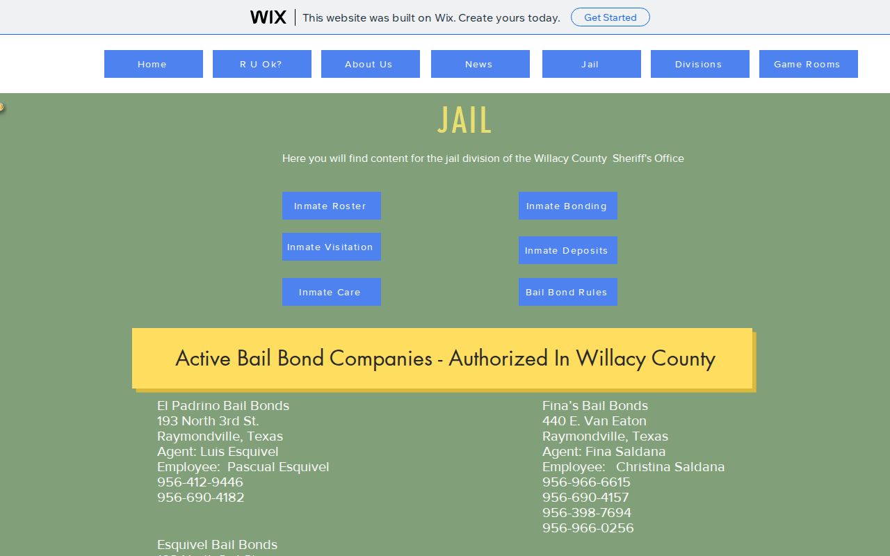 Official Willacy County Sheriff jail page